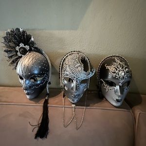 Beautiful decorative wall masks 3 different styles leather